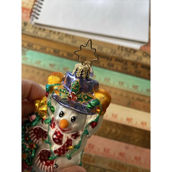 Christopher Radko Snowman Glowman Glass Christmas Tree 5 in Blown Ornament - Picture 14 of 15